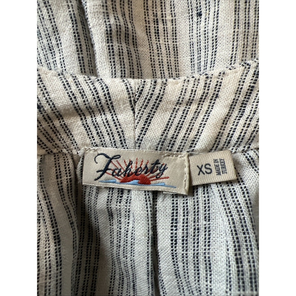 Faherty Naomi Top Sierra Stripe Peasant Linen Blend Cottagecore Boho - Picture 5 of 7
